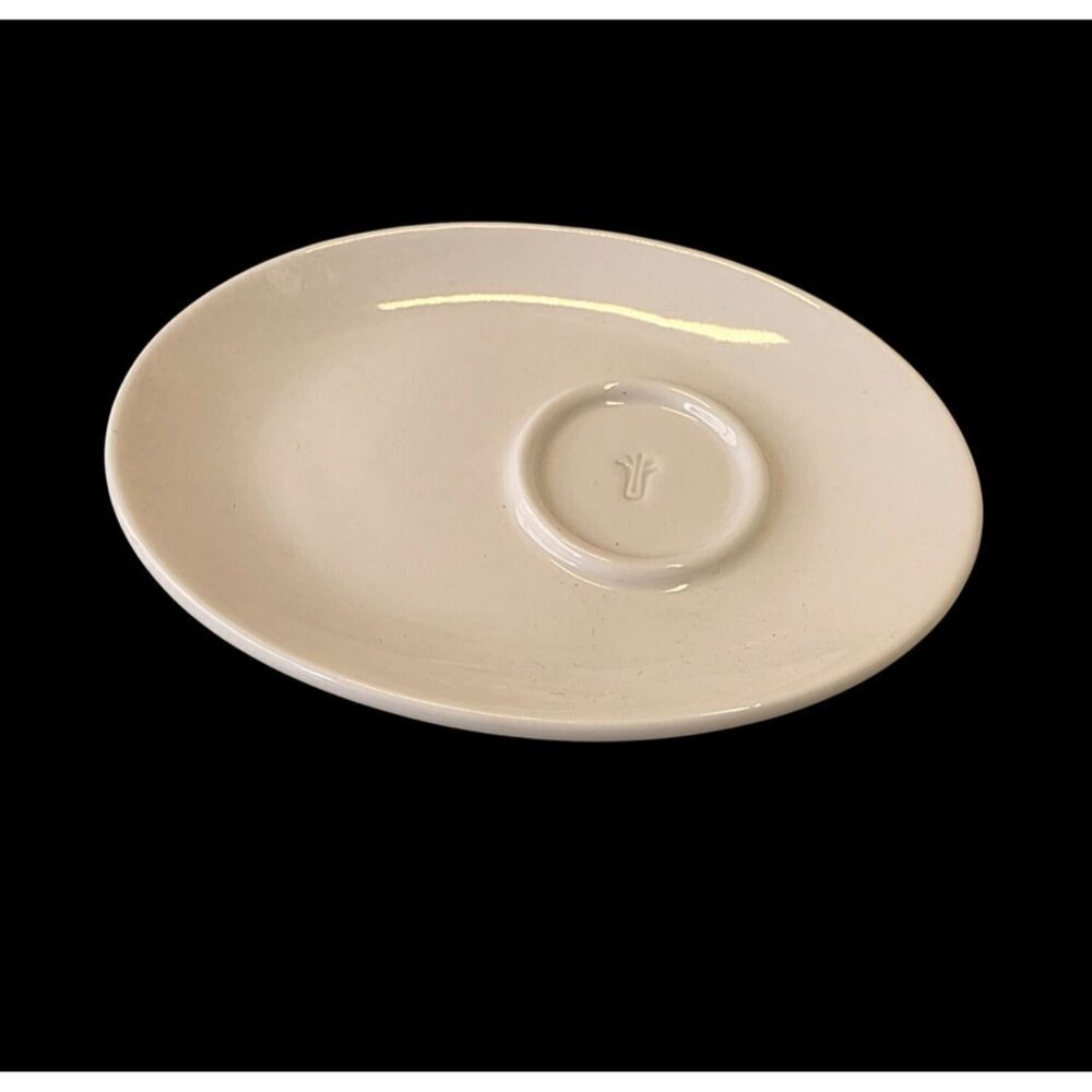 Starbucks 2 White Emboss Logo Espresso Cup Oblong Saucer Sets 2004/10 Café China - Picture 7 of 8